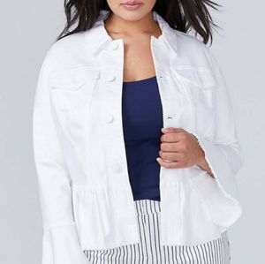 NWT Ruffle Peplum Denim Jacket with Bell Sleeves